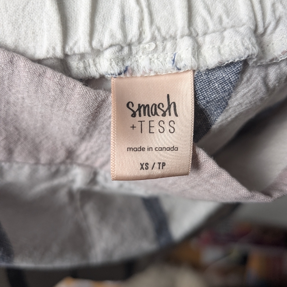 Smash + Tess Sophie Pant Cotton Linen Pastel Striped Wide-leg Cropped Size XS - Picture 11 of 12